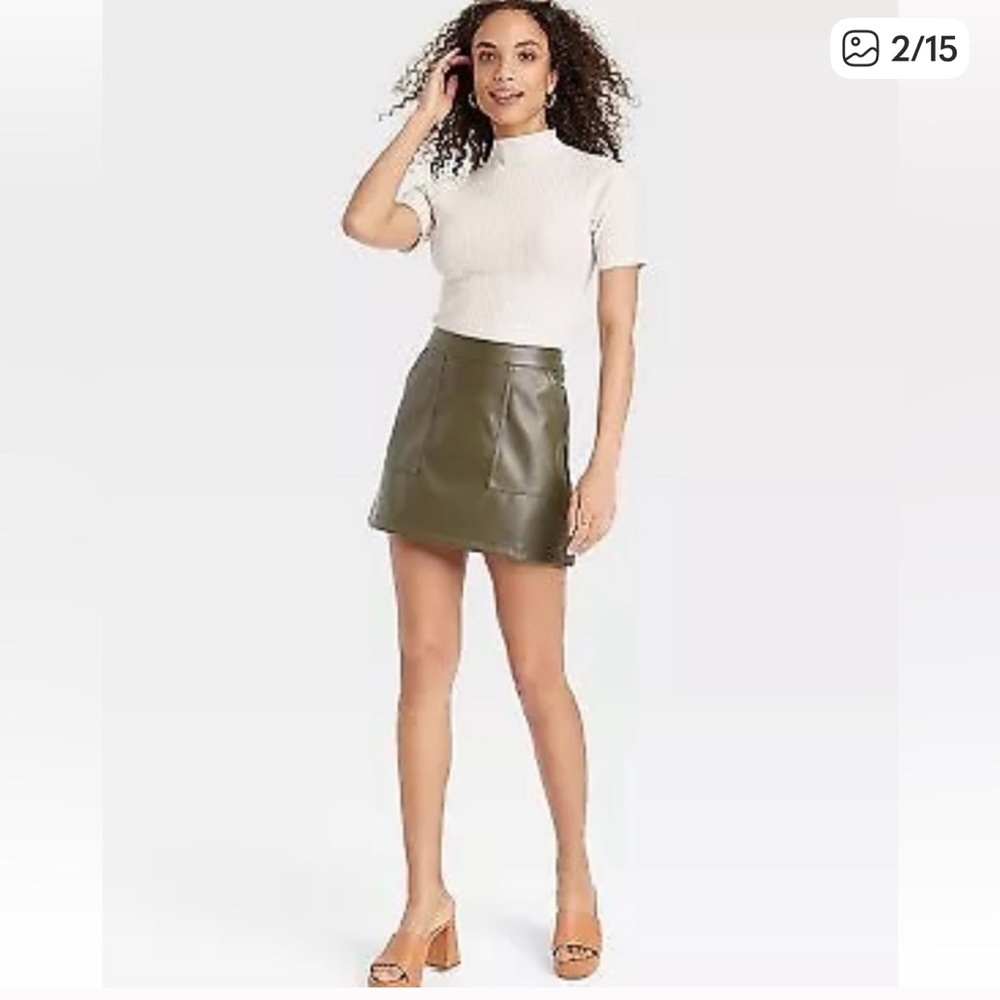 a new day Burgundy Faux Leather Mini Skirt sz XS 4 - Picture 12 of 12